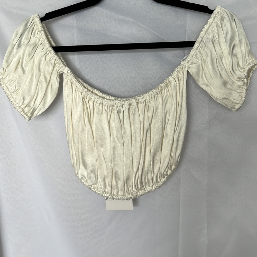 Zara cropped off the shoulder silky top size M